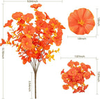 Artificial Faux Flowers for Outdoor 16 Bundles Boxwood Fake Morning Glory for Planter,UV Resistant Fake Flowers for Home Porch Patio Outside (Fall Red)