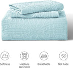 Love's cabin Quilts for Full Bed Spa-Blue Bedspreads Bedding Set - Lightweight Bedspread Comforter - Coin Pattern Bedding Coverlet for All Season - 3 Pieces (1 Quilt, 2 Pillow Shams)