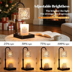 Black Candle Warmer Lamp with Timer -Dimmable Adjustable Height Wax Melt Warmer for Jar Candles,Vintage Home Decor with Elegant Clear Glass,Birthday Gifts for Women, Mom, Friend, Sister