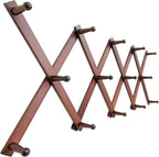 SKOLOO Hat Rack for Wall with 14 Hooks, Solid Wooden, Modern, Expandable Coat Rack Wall Mount for Coats, Hats, Bags, Baseball Caps, Cherry Red