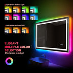 LED Mirror for Bathroom, 20"X28" with 8 RGB Backlit +3 Front Lit (Adjustable Individually), Anti-Fog, Lighted Bathroom Vanity Mirror for Wall, Shatterproof, Memory Function, Tempered Glass