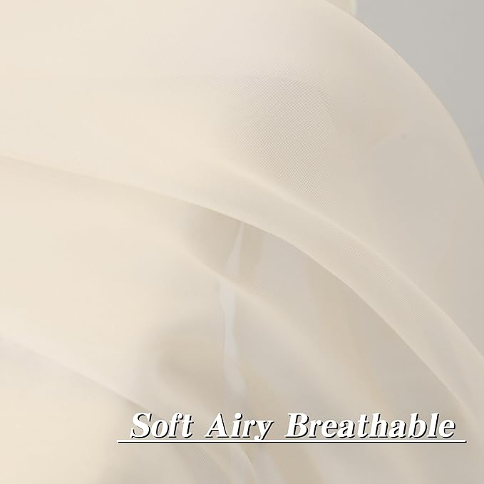 HUTO Beige Peach Ivory Cream Sheer Window Curtains 72 Inch Length Voile Curtains for Bedroom Living Room Nursery with Rod Pocket 2 Panels Each is 52 inches Wide