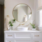 Gold Circle Mirror, Round Mirror 20 inch, Gold Mirror Metal Frame, Round Wall Mirrors for Bathroom, Bedroom, Living Room, Entryway.