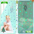 South to East Bed Canopy for Girls with Glowing Snow in The Dark, Cyan Princess Bed Curtains for Kids Bed & Toddler Bed, Twin, Full & Queen, Mosquito Net Canopy for Girls