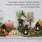 LLQ 8Pcs Mini Lanterns for Centerpiece, Ramadan Decorations, Battery Included, Decorative Candle Lanterns for Indoor, Small Vintage Lantern for Halloween Christmas Wedding Table Decor, Black