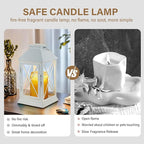 Candle Warmer Lamp with Timer,Cande Warmer Lantern for Jar Candle,Dimmable Candle Lamp Warmer Farmhouse Heat Lamp with 2 Bulbs,Auto Shut Off & Adjustable Brightness-White