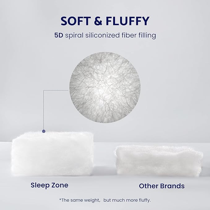 SLEEP ZONE Cooling Mattress Topper Queen Size Quilted Fitted Mattress Pad Cover, Soft Fluffy Down Alternative Pillow Top Bed Topper Deep Pocket 8-21 Inch (Grey, Queen)