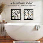 Black Metal Wall Candle Holder Set of 2, Minimalist Rustic Aesthetics Wall Art Decor for Living Room Bedroom Bathroom (11.8 x 13 in)