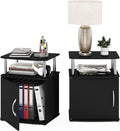 Furinno Jaya End Side Sofa Table/Nightstand with Door, 2-Pack, Americano/Chrome