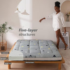 MAXYOYO Grey Triangle Futon Mattress, Padded Japanese Floor Mattress Quilted Bed Mattress Topper, Extra Thick Folding Sleeping Pad Breathable Floor Lounger Guest Bed for Camping Couch, Twin Size