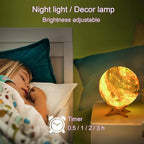 4.3'' Moon Lamp Kids Night Light Galaxy Lamp 16 Colors LED Moon Light with Touch & Remote Control Bedside Lamp as Christmas Birthday Gifts for Girls/Boys/Kids