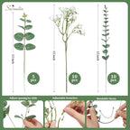 Serwalin 25 Pcs Mixed Artificial Eucalyptus Stems,Babys Breath Artificial Flowers Bulk with Faux Eucalyptus Leaves Greenery Stems for Wedding DIY Bouquets Floral Arrangement Home Decor