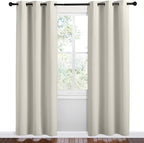 NICETOWN Kitchen 78 inches Long Curtains for Decoration, Natural, 2 Panels, 42 inches Wide, Thermal Insulated Grommet Room Darkening Draperies/Panels for Laundry