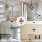 Black Chandelier Small Crystal Chandelier Lighting Modern Mini Hanging Light Fixtures with 1 Light
