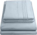 Twin Sheets - Breathable Luxury Sheets with Full Elastic & Secure Corner Straps Built In - 1800 Supreme Collection Extra Soft Deep Pocket Bedding Set, Sheet Set, Twin, Misty Blue