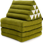 Leewadee Comfortable Japanese Floor Mattress - Thai Floor Bed with Triangle Cushion - Futon Mattress - XL Extra Long Thai Massage Mat, 89 x 20 inches, Green, Kapok Filling