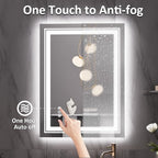 32" x 24" LED Bathroom Mirror with Lights, Front and Backlit Mirror, Anti-Fog Lighted Vanity Mirror, Stepless Dimmable, 3 Colors LED Mirror (Horizontal/Vertical)