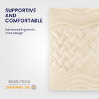 SLEEP ZONE Full Size Cooling Mattress Topper for Double Bed, Premium Zoned Cool Mattress Pad Cover, Padded Mattress Protector Breathable Washable, Deep Pocket 8-21" (Beige, Full)