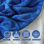 NANPIPER Bed Blanket Reversible Sherpa Flannel Blanket Super Soft Fuzzy Plush Fleece Microfiber (90"x90" Princess Blue) Queen