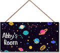 Personalized Sign Outer Space Theme Art Décor For Kids Room Custom Name Universe Star Door Wall Decor For Little Man Cave, Starry Sky Nursery Art Plate For Boys Room Girls Bedroom