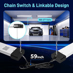 hykolity 1 Pack 4FT Linkable LED Shop Light for Garage, 6500lm, 4FT 60W Utility Light Fixture, 5000K Daylight LED Workbench Light with Plug, Hanging or Surface Mount, Black - ETL