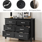 LINSY HOME Farmhouse 6 Drawers Dresser Chests for Bedroom, Wood Dresser Wide Chest of Drawers, Storage Dressers Organizer for Bedroom, Living Room,Hallway, SGS Certified