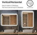 S'bagno 36"x28" LED Bathroom Mirror with Bluetooth Speaker, Anti-Fog & Waterproof, Dimmable Wall Mirror with Touch Control, 3 Light Colors, Vertical or Horizontal
