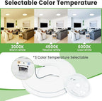 zemty LED Ceiling Light Flush Mount Super Slim 9 Inch 24W 2400lm Ceiling Lights with 3 Color Temperature in One 3000k/4500k/6000K - Round Flat Light Fixture for Kitchen Hallway (1Pack, White)