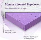 SINWEEK 2 Inch Gel Memory Foam Mattress Topper Full Size, Ventilated High Density Pad for Back Pain, Bed Topper with Removable Soft Cover, CertiPUR-US Certified