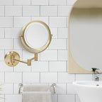 JERDON Wall-Mounted Makeup Mirror with Lights - Direct-Wired Lighted Makeup Mirror with 8X Magnification & Gold Finish - Model HL88BGLD