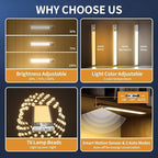 Under Cabinet Lights,76 LED Operated Motion Sensor Light Indoor,1500mAh USB Rechargeable Closet Lights, 2 Pack Magnetic Dimmable Closet Lights，Wireless Under Counter Lights for Kitchen, Stairs