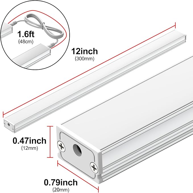 ASOKO Dimmable LED Under Cabinet Lighting Cold White 5000K, 3 Pack 12 inch Linkable Led Under Counter Lights for Kitchen, Shelf, Workbench, Cupboard Lighting, Upgrade UL Listed Plug 24V