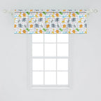 Ambesonne Savannah Window Valance Pack of 2, Friendly Zoo Animals with Happy Faces Cartoon Characters on Stripes Print, Rod Pocket Curtain Valances for Kitchen Bedroom, 42" X 18", Pale Azure Blue