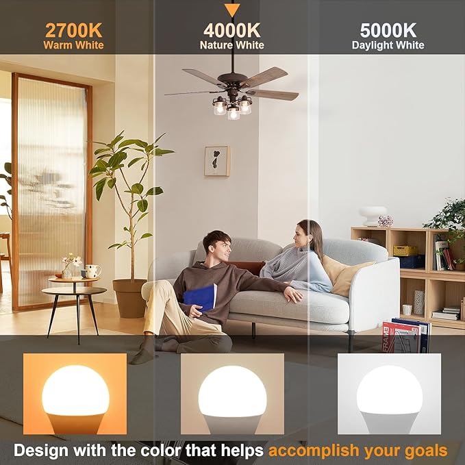 comzler LED Refrigerator Light Bulb, E26 LED Bulbs 60 Watt Equivalent, A15 Appliance Small Bulbs E26 Base with 4000K Natural White, Ceiling Fan Bulb, 600LM Indoor Outdoor Light, Non-Dimmable, 6 Pack