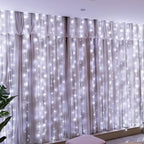 HXWEIYE 300LED Fairy Curtain Lights, 9.8x9.8Ft USB Plug-in 8 Modes Christmas String Hanging Lights with Remote for Bedroom Backdrop Wedding Party Indoor Wall Decor, White, Standard