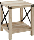 Walker Edison Sedalia Modern Farmhouse Metal X Side Table, 18 Inch, White Oak