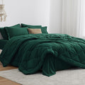 Love's cabin Twin Comforter Set Dark Green, 5 Pieces Twin Bed in a Bag, All Season Bedding Sets with 1 Comforter, 1 Flat Sheet, 1 Fitted Sheet, 1 Pillowcase and 1 Pillow Sham