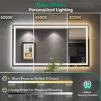 TokeShimi 24x30 LED Bathroom Mirror with Lights,Front Lit + Backlit,Anti-Fog LED Mirror for Bathroom,Stepless Dimmable 3-Color Light,Tempered Glass,Memory,UL Listed,Waterproof