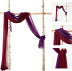 MIULEE Christmas Sheer Window Scarf Valance, Voile Topper Long Window Treatment, Wedding Arch Drapes for Ceremony Canopy Bed, Swag Curtain Scarf Decoration One Panel, 54 x 144 Inches Long, Maroon Red