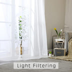 OWENIE Sheer White Curtains 108 Inches Long for Living Room Bedroom 2 Panels Set, Lightweight Airy White Sheer Curtain, Filmy Voile Rod Pocket, 2 PCS, Each 59" W x 108" L