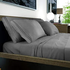 DREAMCARE King Size Sheets Set – 6 pcs Cooling Bed Sheets – up to 21” Deep Pocket King Sheet Set – 2500 Supreme Collection – Extra Soft 100% Brushed Microfiber Hotel Luxury with Side Pocket – D Gray