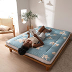 MAXYOYO Floral Printed Futon Mattress, Japanese Floor Mattress Quilted Bed Mattress, Extra Thick Folding Sleeping Pad Breathable Floor Lounger Guest Bed for Camping, Twin Size