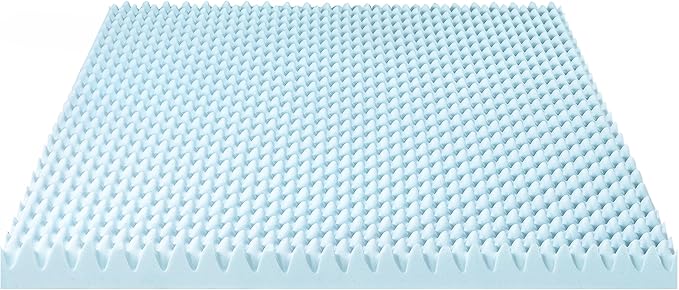 Best Price Mattress 4 Inch Egg Crate Memory Foam Mattress Topper with Cooling Gel Infusion, CertiPUR-US Certified, Dorm Essentials, TwinXL, Light Blue