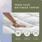 Cooling Mattress Topper - California King Size | Plush Pad Mattress Topper for Back Pain Relief, 8-21" Deep Pocket | Viscose Made from Bamboo Pillow Top | Bedroom Essentials