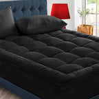 CYMULA California King Mattress Topper - Extra Thick Cooling Mattress Pad Cover for Back Pain - Soft Mattress Protector with 8-21 Inch Deep Pocket, Black