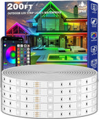 zoegi 200FT Outdoor LED Strip Lights Waterproof,Music Sync RGB IP68 Outside Led Light Strips Waterproof with App and Remote,Exterior Led Rope Lights for Deck,Balcony,Roof,Garden,Pool