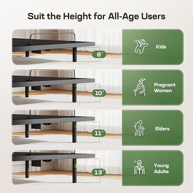 Marsail MS01 Twin XL Adjustable Bed Base Frame, 4 Ports USB A&C Adjustable Bed Base with Under-Bed Nightlight, 3 Minutes Fast Assembly, Wireless Remote Control Adjustable Bed with 4 Height Options