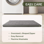 ZonLi Japanese Floor Futon Mattress Full Size 75"x 54", 100% Cotton Cover 4'' Thicken Tatami Mattress, Foldable Sleeping Pad, Portable Dormitory Tatami Mat, Roll Up Floor Lounger Bed for Adult (Grey)
