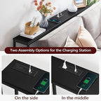 70.9'' Console Table with Power Outlet, Narrow Sofa Table, Industrial Entryway Table with USB Ports, Behind Couch for Entryway, Hallway, Foyer, Living Room, Black CTHB18E01