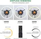 Ceiling Fans with Lights and Remote - Flush Mount Low Profile Ceiling Fans - 13” Bladeless Enclosed Ceiling Fans with Led Light and Stepless Dimming, Small Modern Ceiling Fan for Bedroom